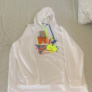 Nike White Hoodie with Multicolor Graphic